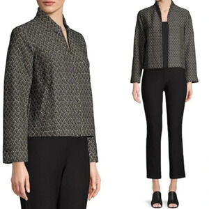 Eileen Fisher full-zip Pattern jacket black & white organic cotton PL Office
